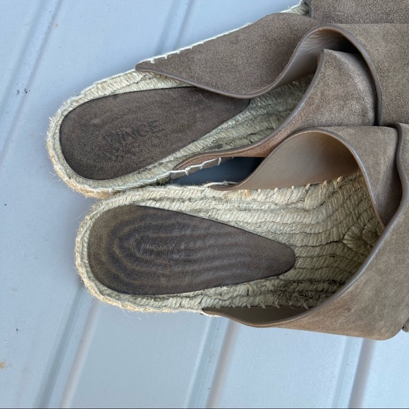 VINCE Carlita Suede Espadrille Slide Sandals Taupe Brown Color Size 10 Women’s - Picture 7 of 12